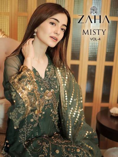 Misty Vol 4 By Zaha Designer Partywear Pakistani Salwar Kameez Collection